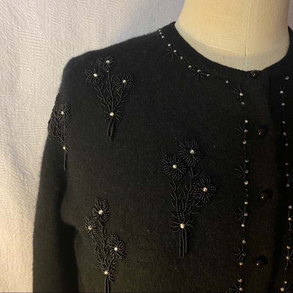Vintage hand beaded S/M black sweater EUC - Picture 3 of 8